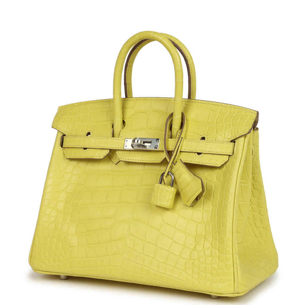 New Hermes Birkin 25 Lime Matte Alligator Palladium Hardware