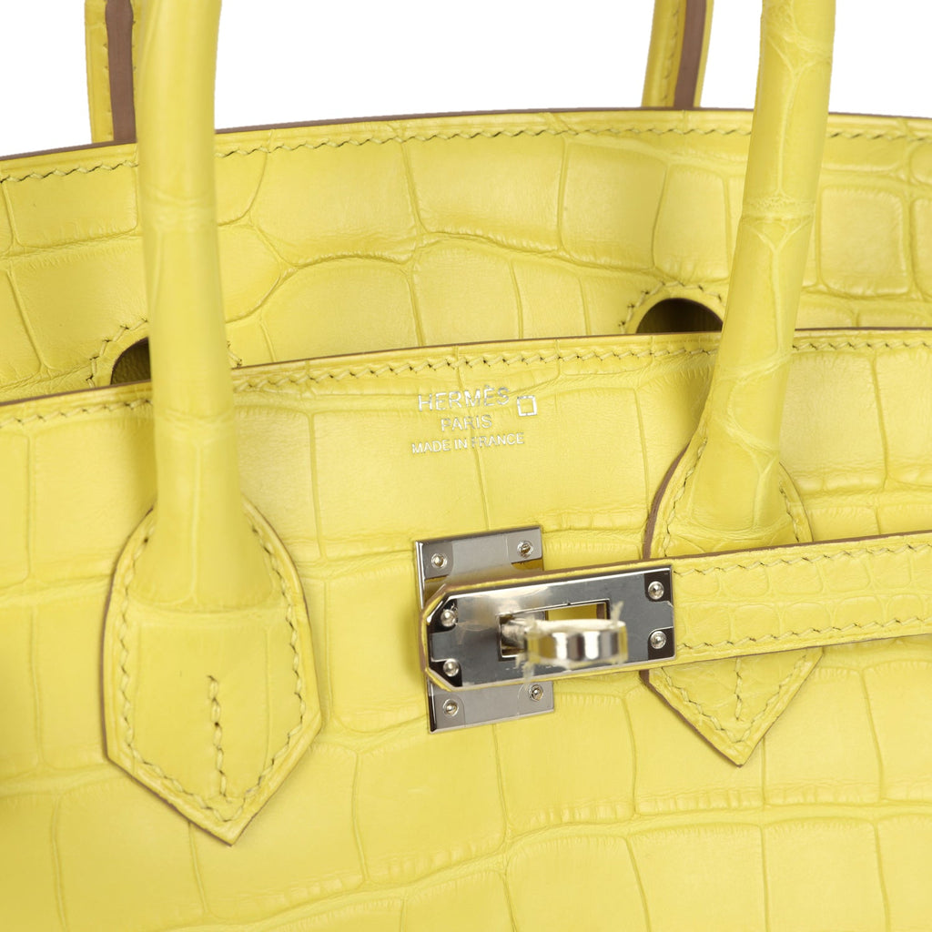 New Hermes Birkin 25 Lime Matte Alligator Palladium Hardware