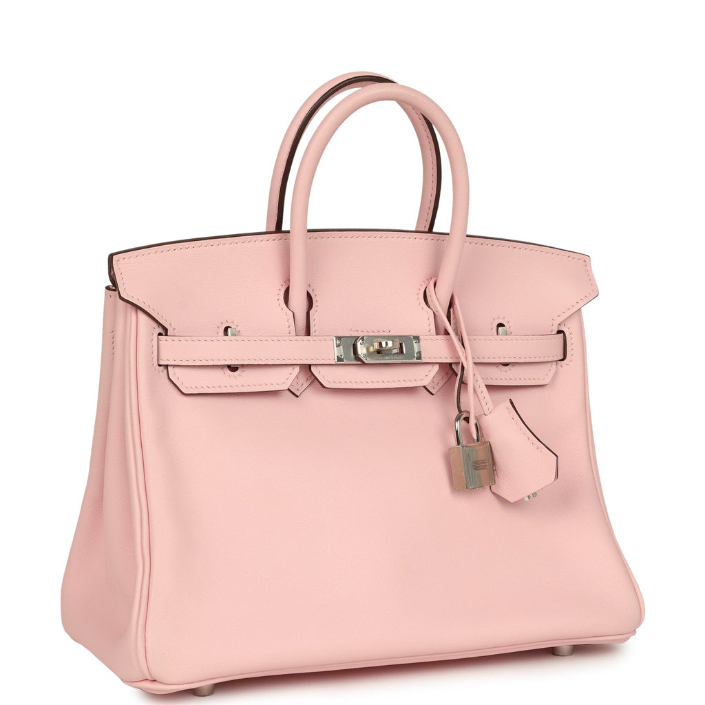 New Hermes Birkin 25 Rose Sakura Swift Palladium Hardware