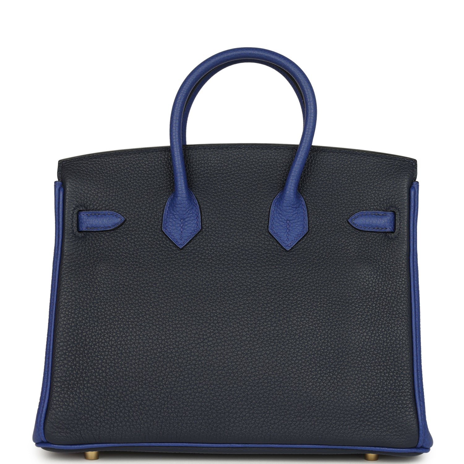 Hermes Special Order (HSS) Birkin 25 Bi-Color Bleu Nuit and Bleu Electric Togo Brushed Gold Hardware