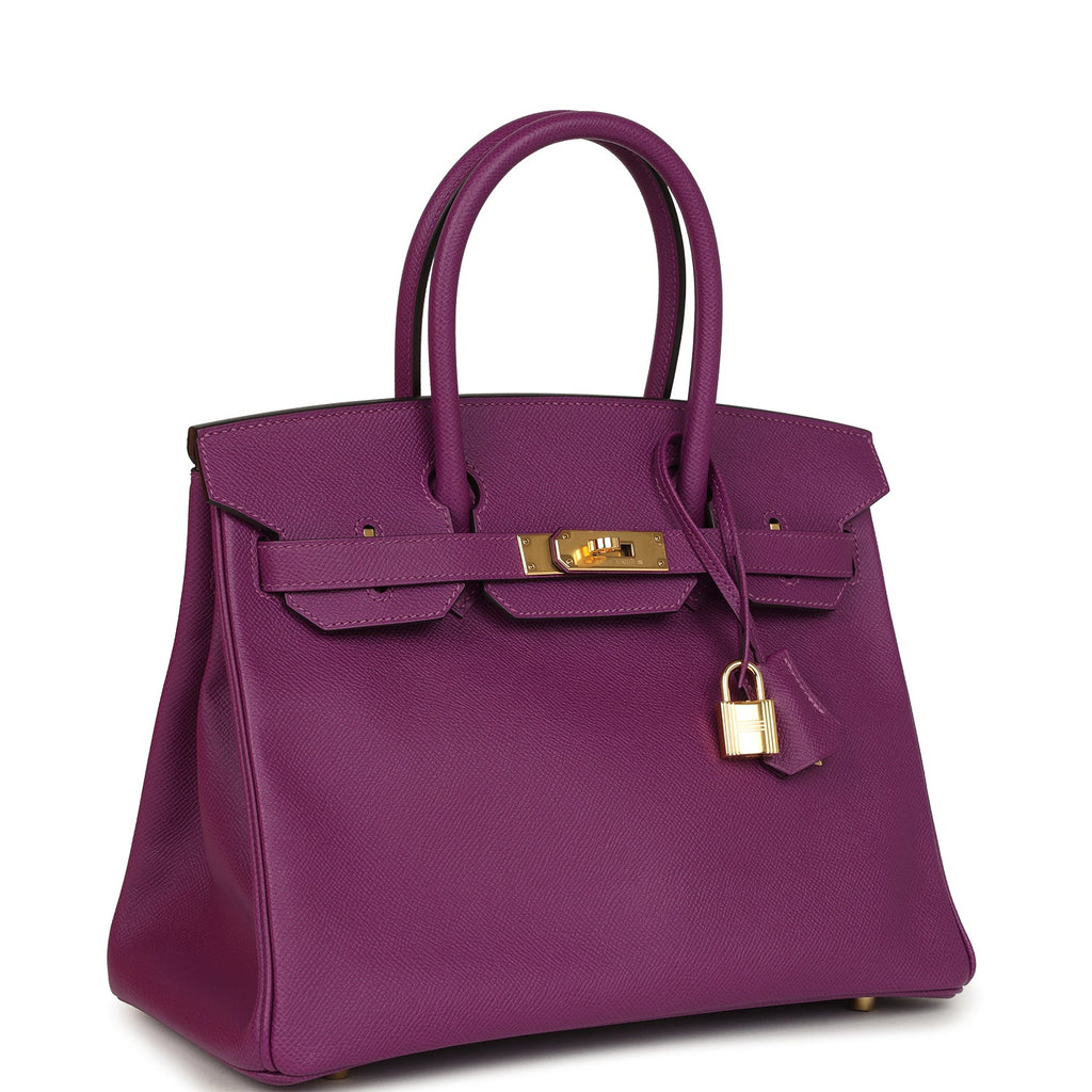 Pre-owned Hermes Birkin 30 Anemone Epsom Gold Hardware