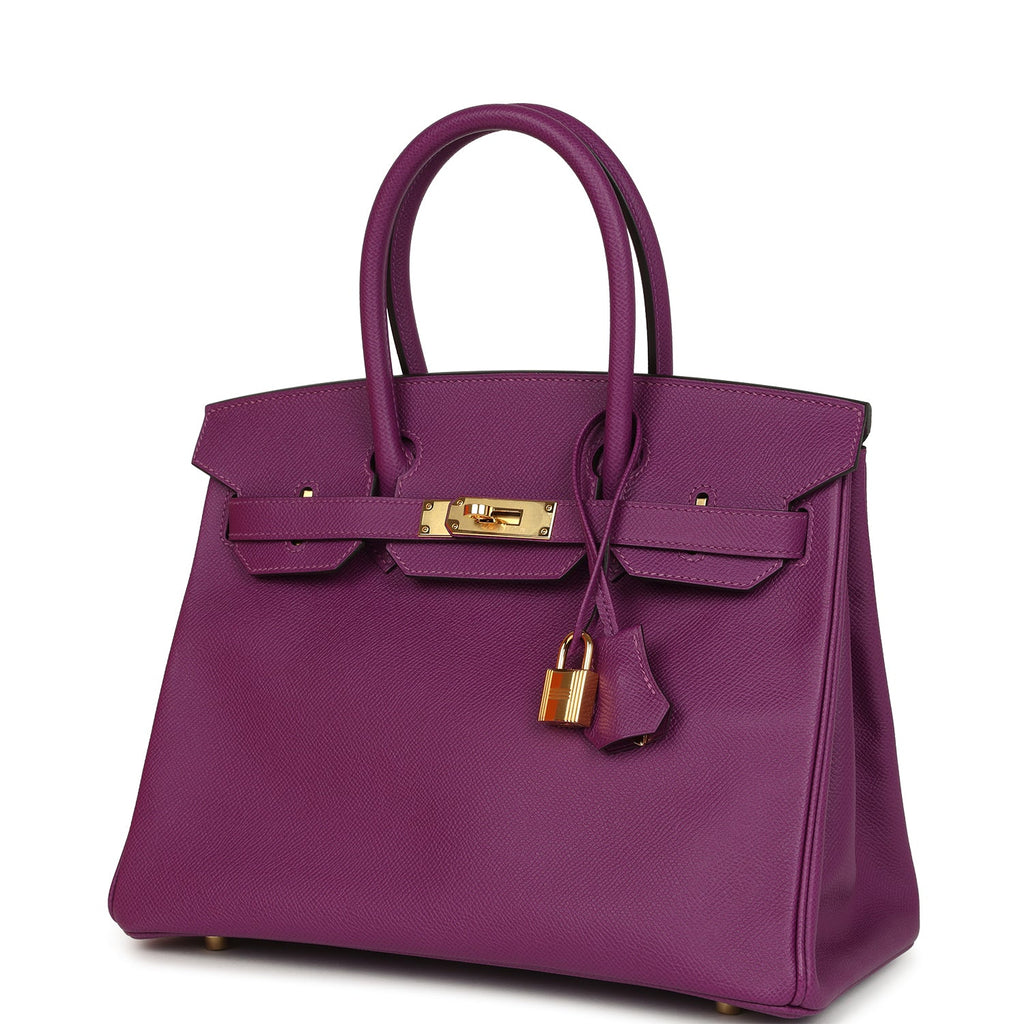 Pre-owned Hermes Birkin 30 Anemone Epsom Gold Hardware