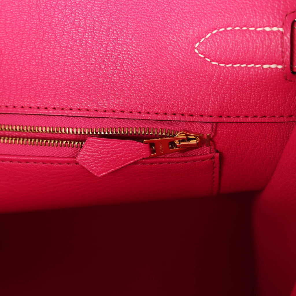 Pre-owned Hermes Special Order (HSS) Birkin 35 Rose Tyrien and Violet Epsom Gold Hardware