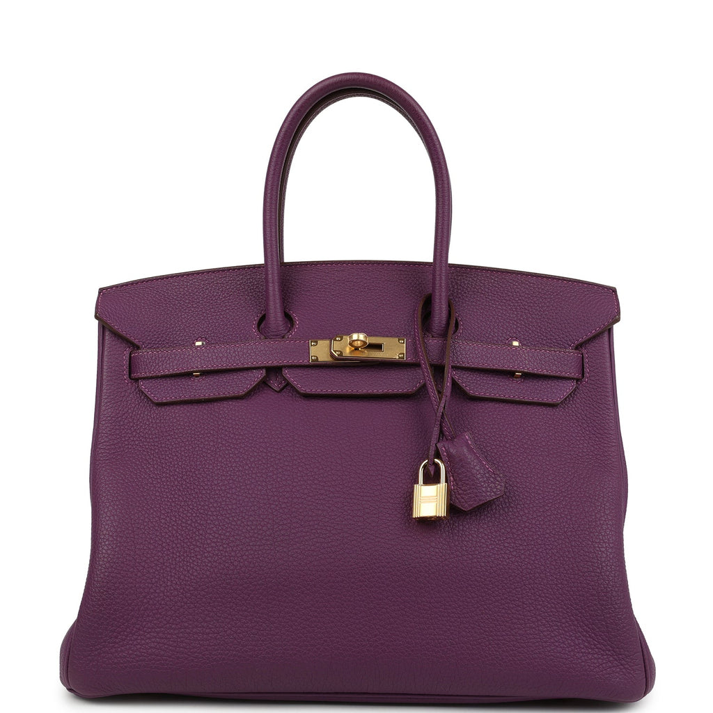 Pre-owned Hermes Birkin 35 Anemone Togo Gold Hardware