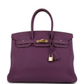 Pre-owned Hermes Birkin 35 Anemone Togo Gold Hardware