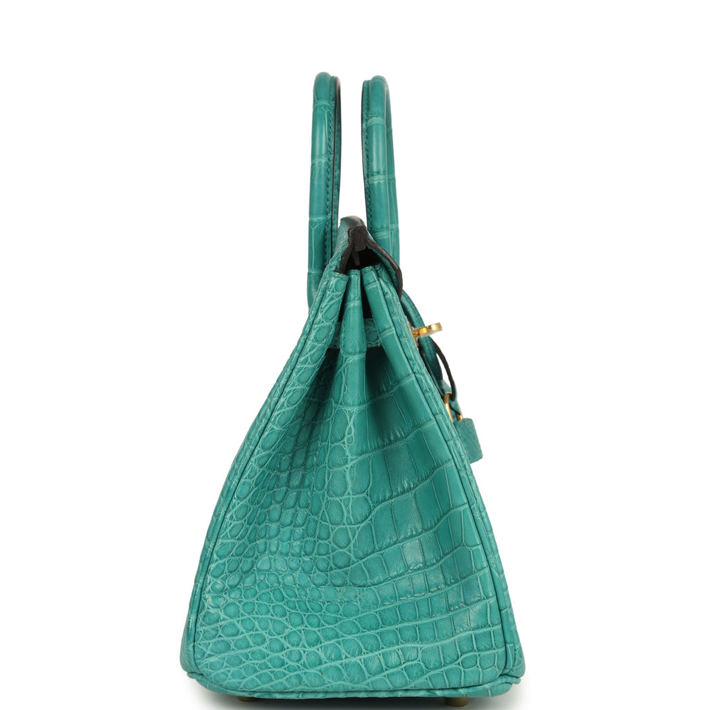 Hermes Birkin 25 Bleu Paon Matte Alligator Gold Hardware