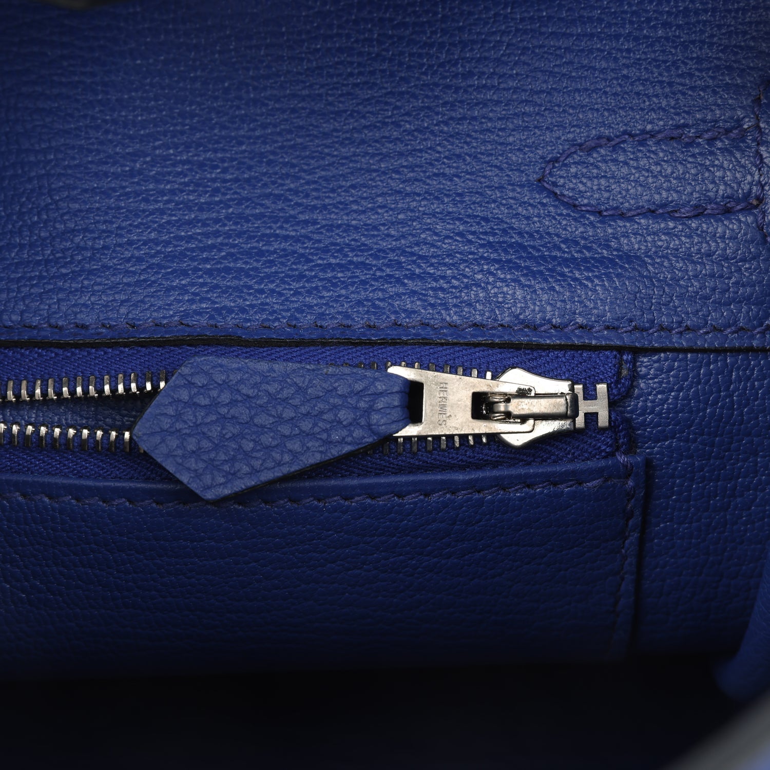 Pre-owned Hermes Birkin 25 Bleu Electric Togo Palladium Hardware