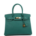 New Hermes Birkin 30 Malachite Epsom Gold Hardware