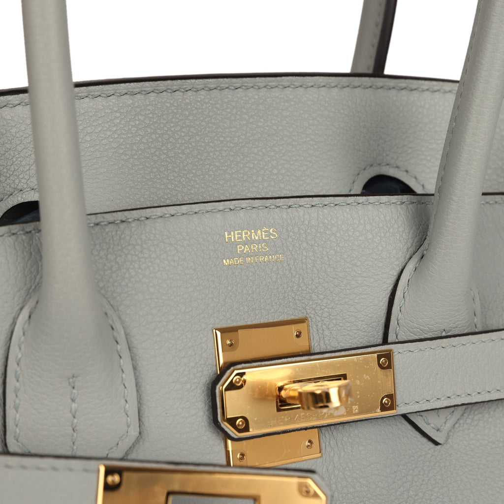Hermes Shoulder Birkin Light 29 Bleu Glacier Evercolor Gold Hardware