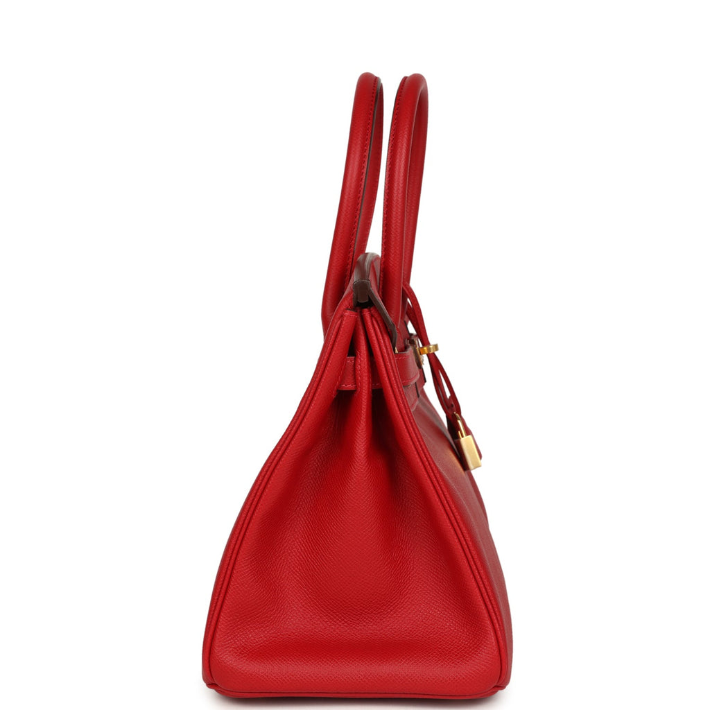Pre-owned Hermes Birkin 30 Rouge Casaque Epsom Gold Hardware