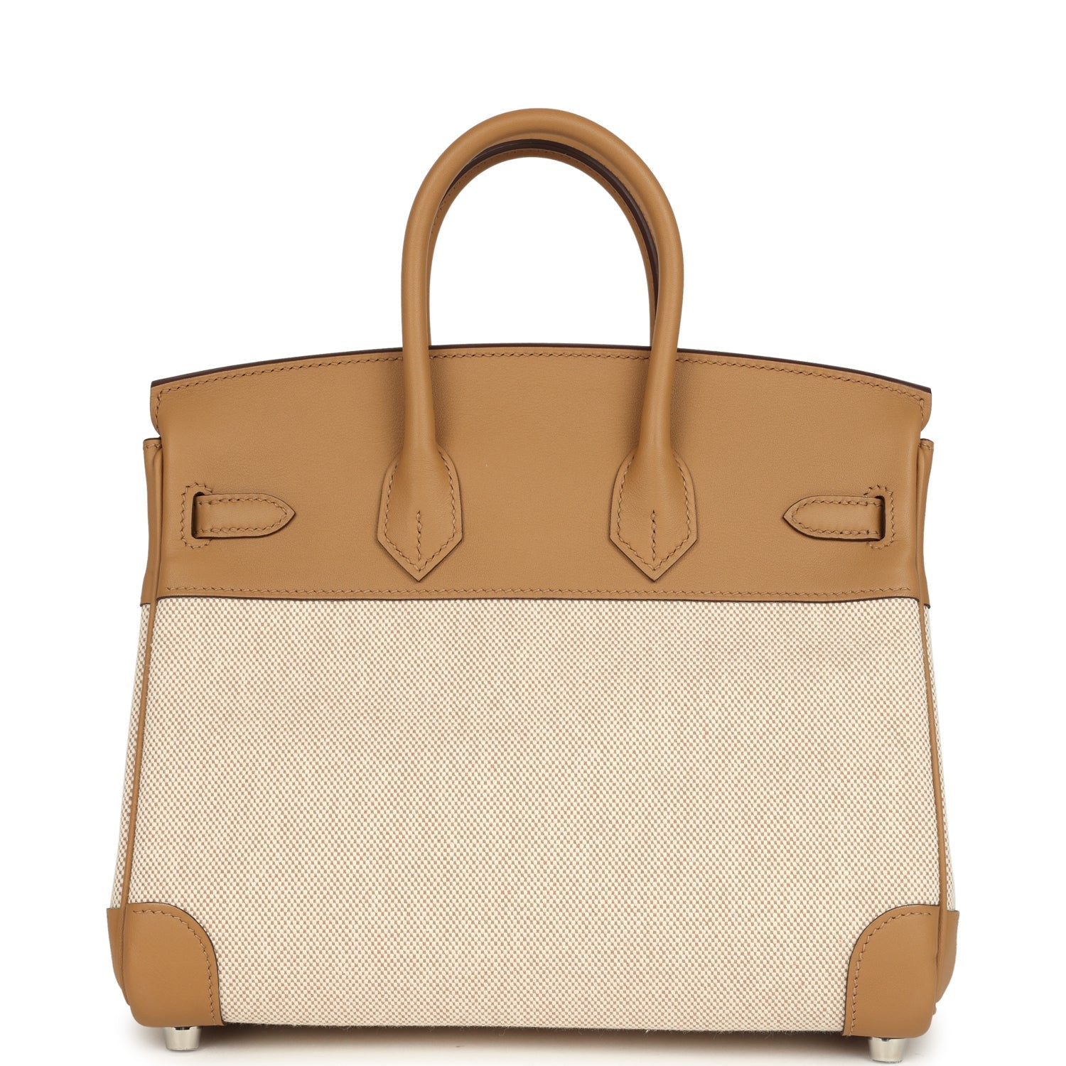 Hermes Birkin 25 Ecru and Beige Toile H Canvas and Biscuit Swift Palladium Hardware