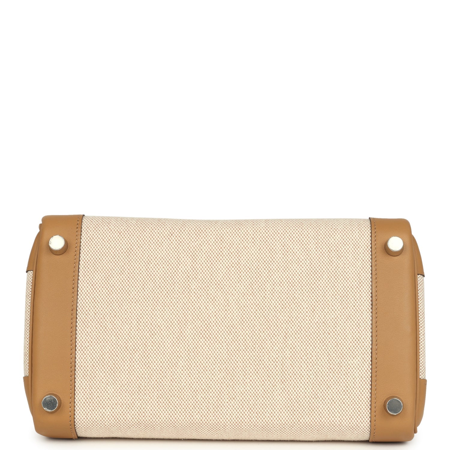 Hermes Birkin 25 Ecru and Beige Toile H Canvas and Biscuit Swift Palladium Hardware