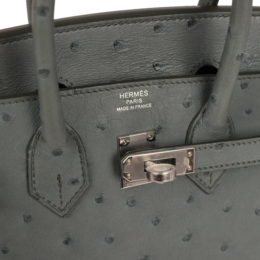 Hermes Birkin 25 Vert Amande Ostrich Palladium Hardware