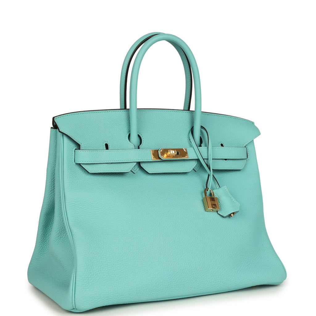 New Hermes Birkin 35 Bleu Atoll Togo Gold Hardware