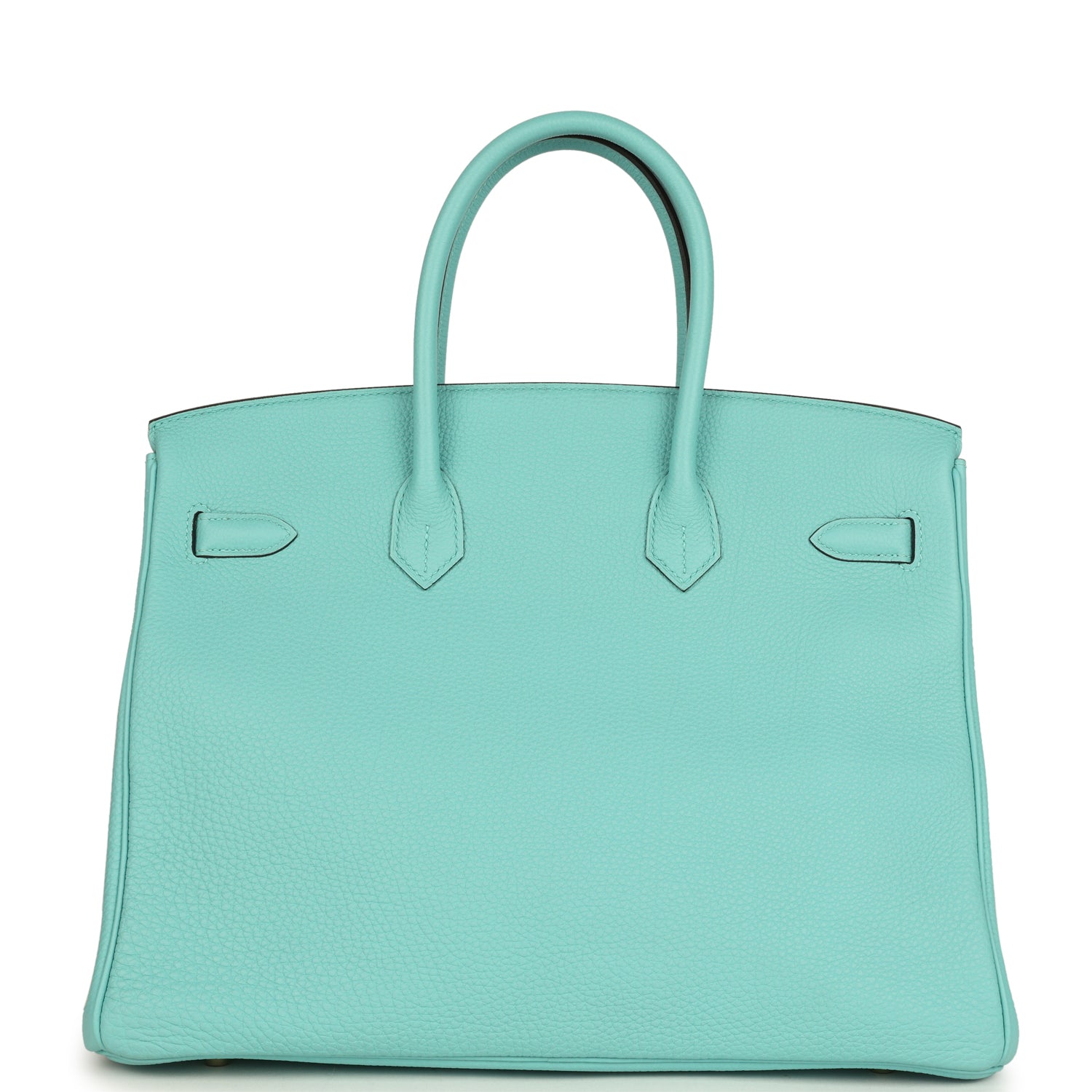Pre-owned Hermes Birkin 35 Bleu Atoll Togo Gold Hardware