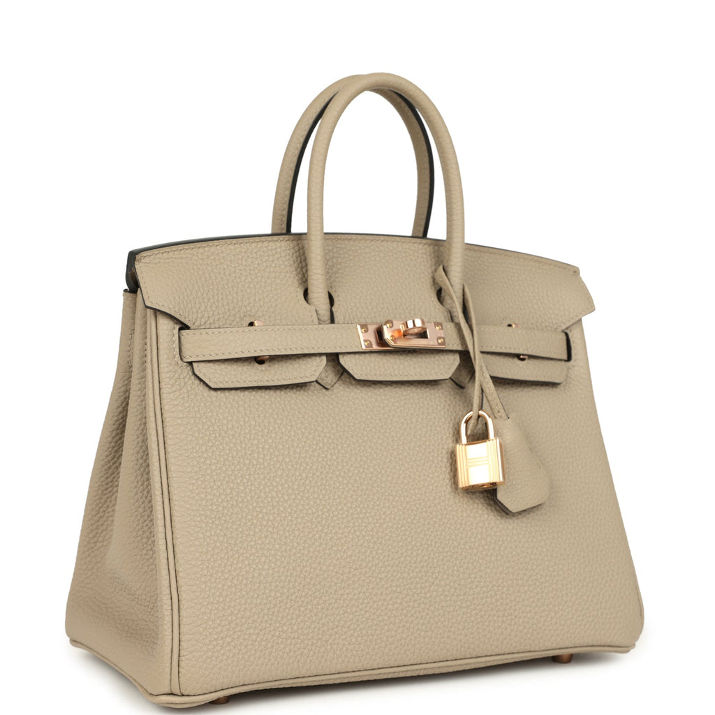Hermes Birkin 25 Gris Tourterelle Togo Rose Gold Hardware