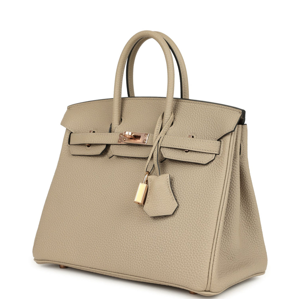 Hermes Birkin 25 Gris Tourterelle Togo Rose Gold Hardware