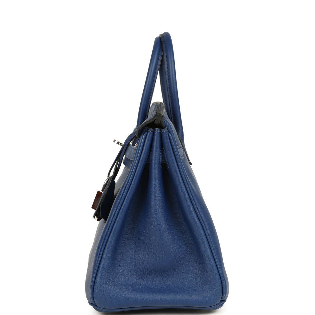 Pre-owned Hermes Birkin 25 Bleu Saphir Swift Palladium Hardware