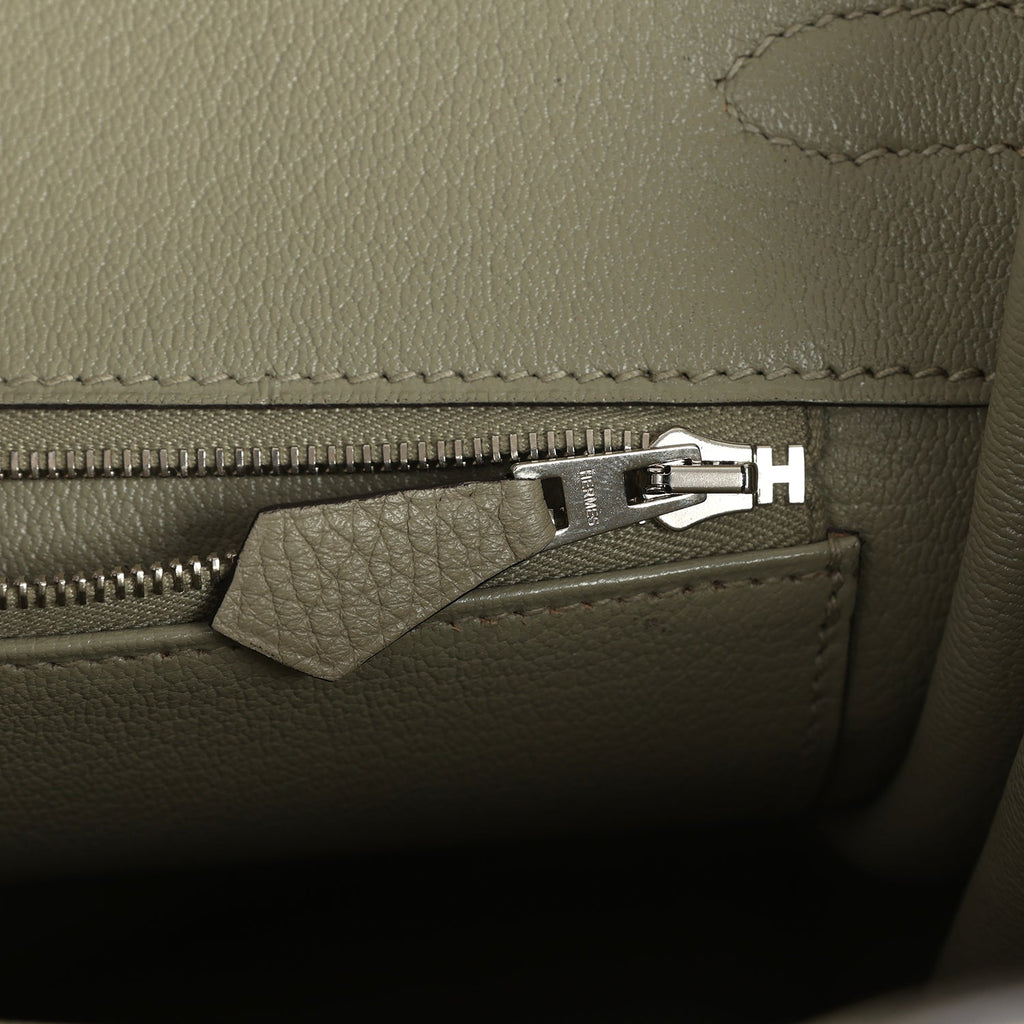 Pre-owned Hermes Birkin 35 Sauge Clemence Palladium Hardware