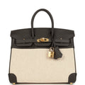 Hermes Birkin 25 Ecru and Beige Toile H Canvas and Bai-Brun Swift Gold Hardware