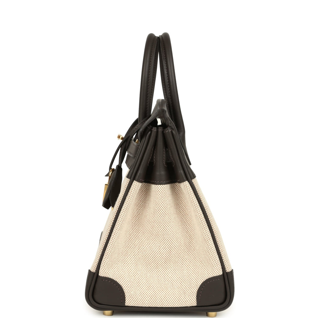 Hermes Birkin 25 Ecru and Beige Toile H Canvas and Bai-Brun Swift Gold Hardware