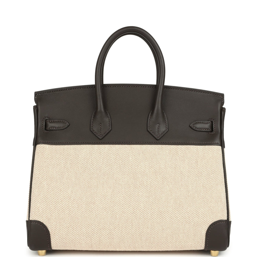 Hermes Birkin 25 Ecru and Beige Toile H Canvas and Bai-Brun Swift Gold Hardware
