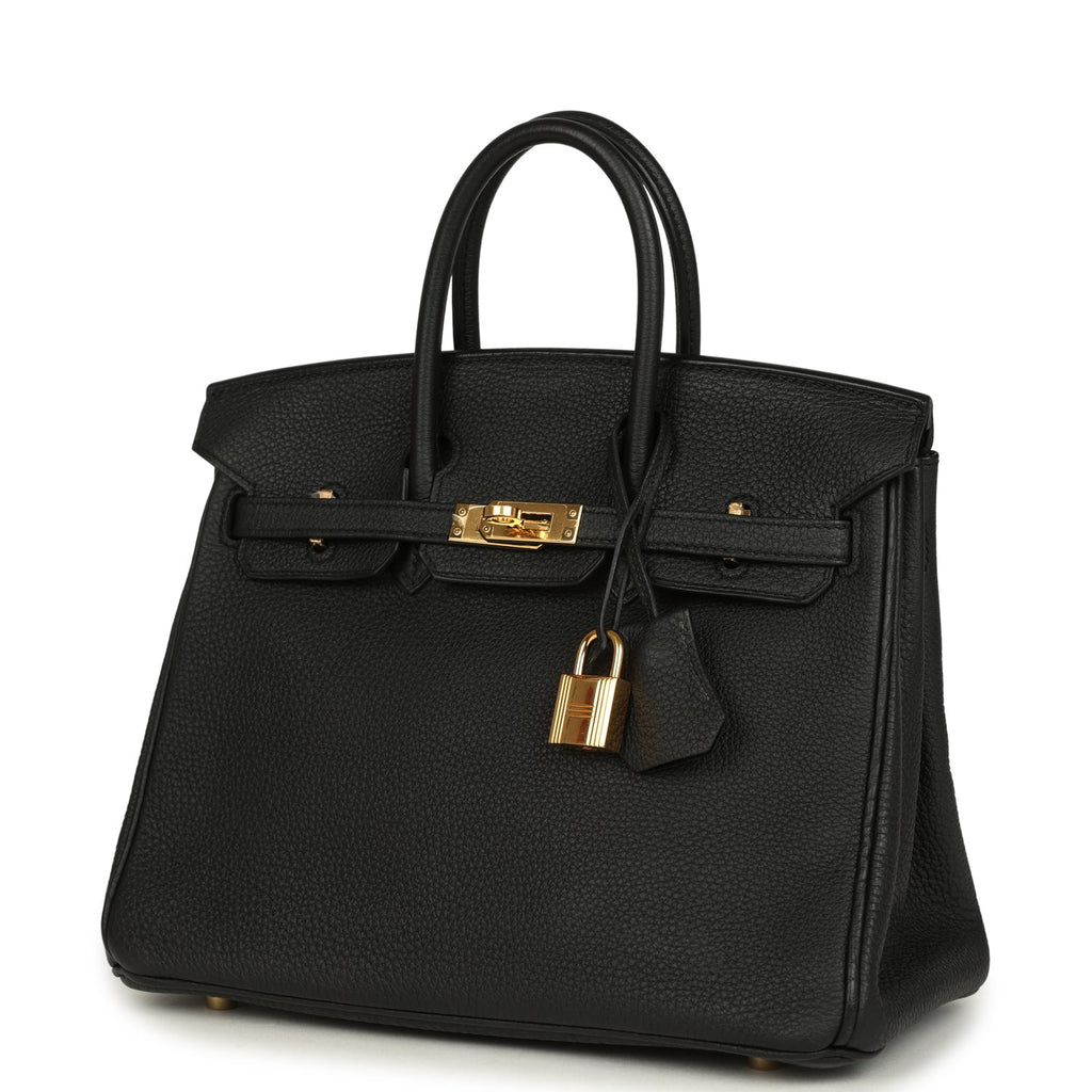 Pre-owned Hermes Birkin 25 Black Togo Gold Hardware