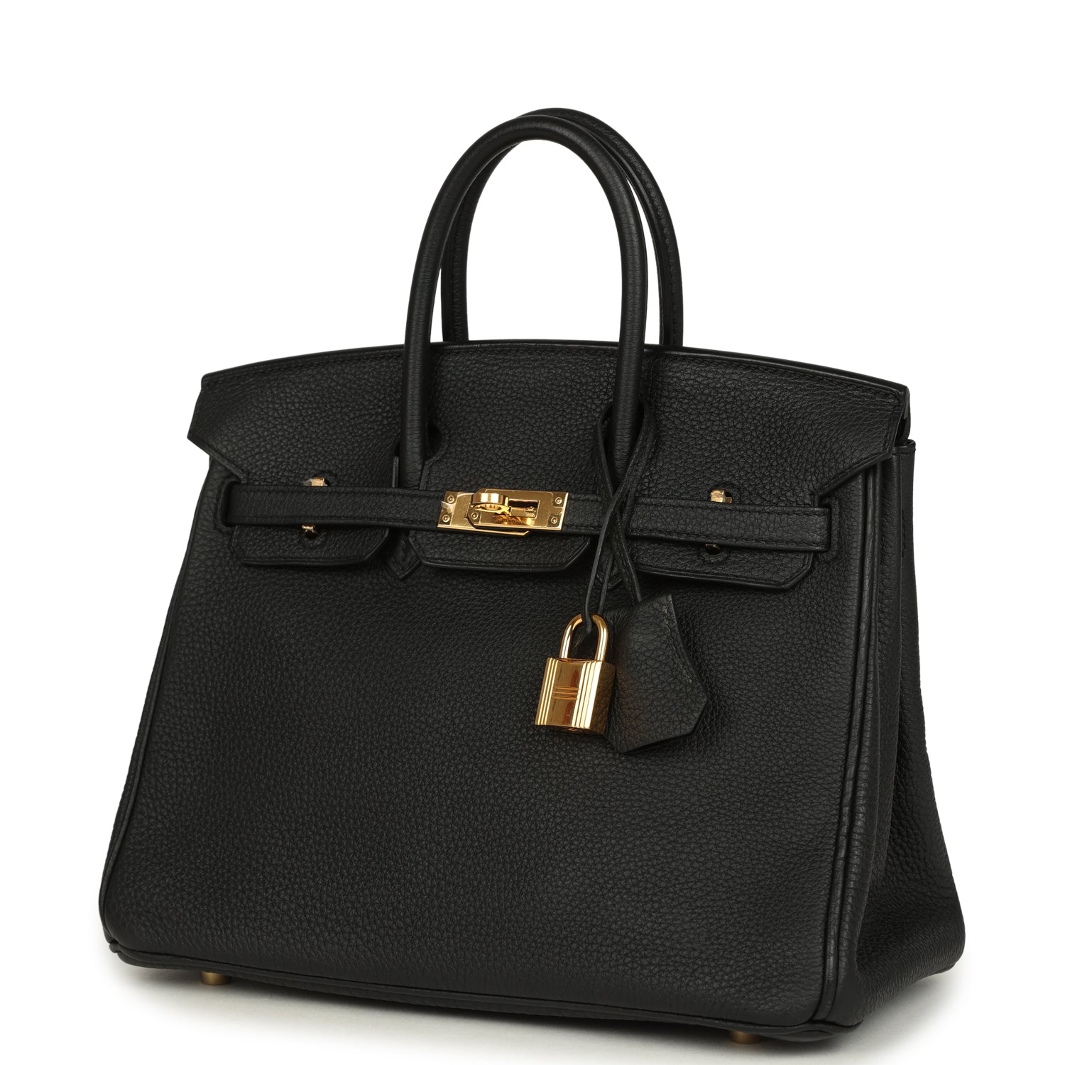 Pre-owned Hermes Birkin 25 Black Togo Gold Hardware