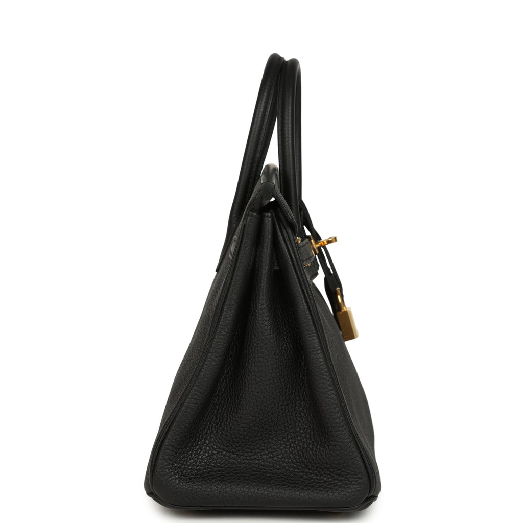Pre-owned Hermes Birkin 25 Black Togo Gold Hardware