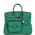 Pre-owned Hermes Birkin Cargo 25 Vert Vertigo Toile H and Swift Palladium Hardware