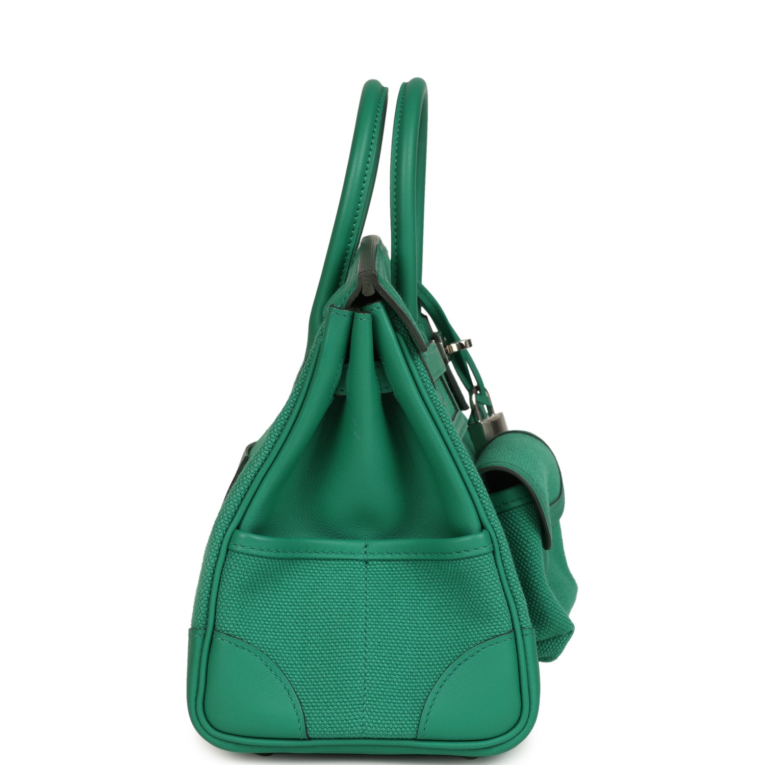 Pre-owned Hermes Birkin Cargo 25 Vert Vertigo Toile H and Swift Palladium Hardware