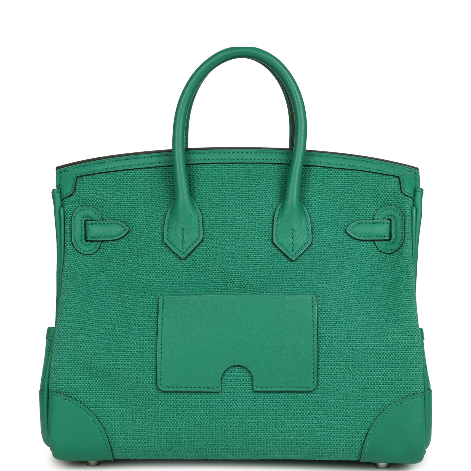 Pre-owned Hermes Birkin Cargo 25 Vert Vertigo Toile H and Swift Palladium Hardware