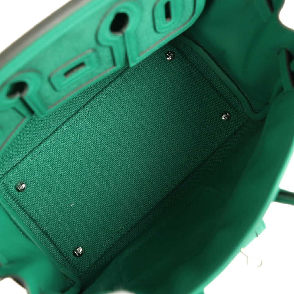 Pre-owned Hermes Birkin Cargo 25 Vert Vertigo Toile H and Swift Palladium Hardware