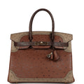 Hermes Birkin Ghillies 30 Etrusque, Mousse & Marron Fonce Ostrich Permabrass Hardware
