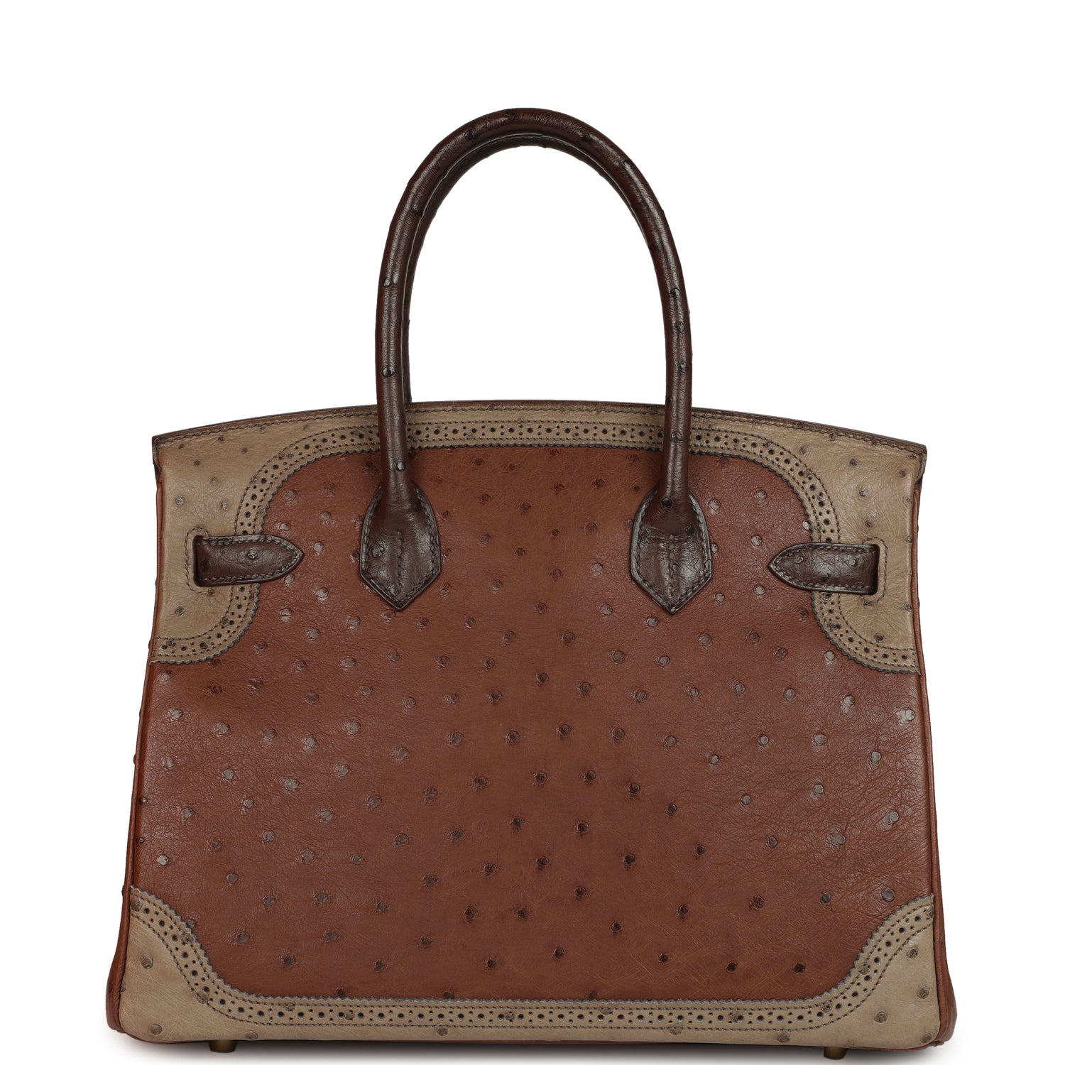 Hermes Birkin Ghillies 30 Etrusque, Mousse & Marron Fonce Ostrich Permabrass Hardware