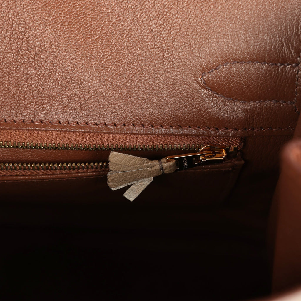 Hermes Birkin Ghillies 30 Etrusque, Mousse & Marron Fonce Ostrich Permabrass Hardware