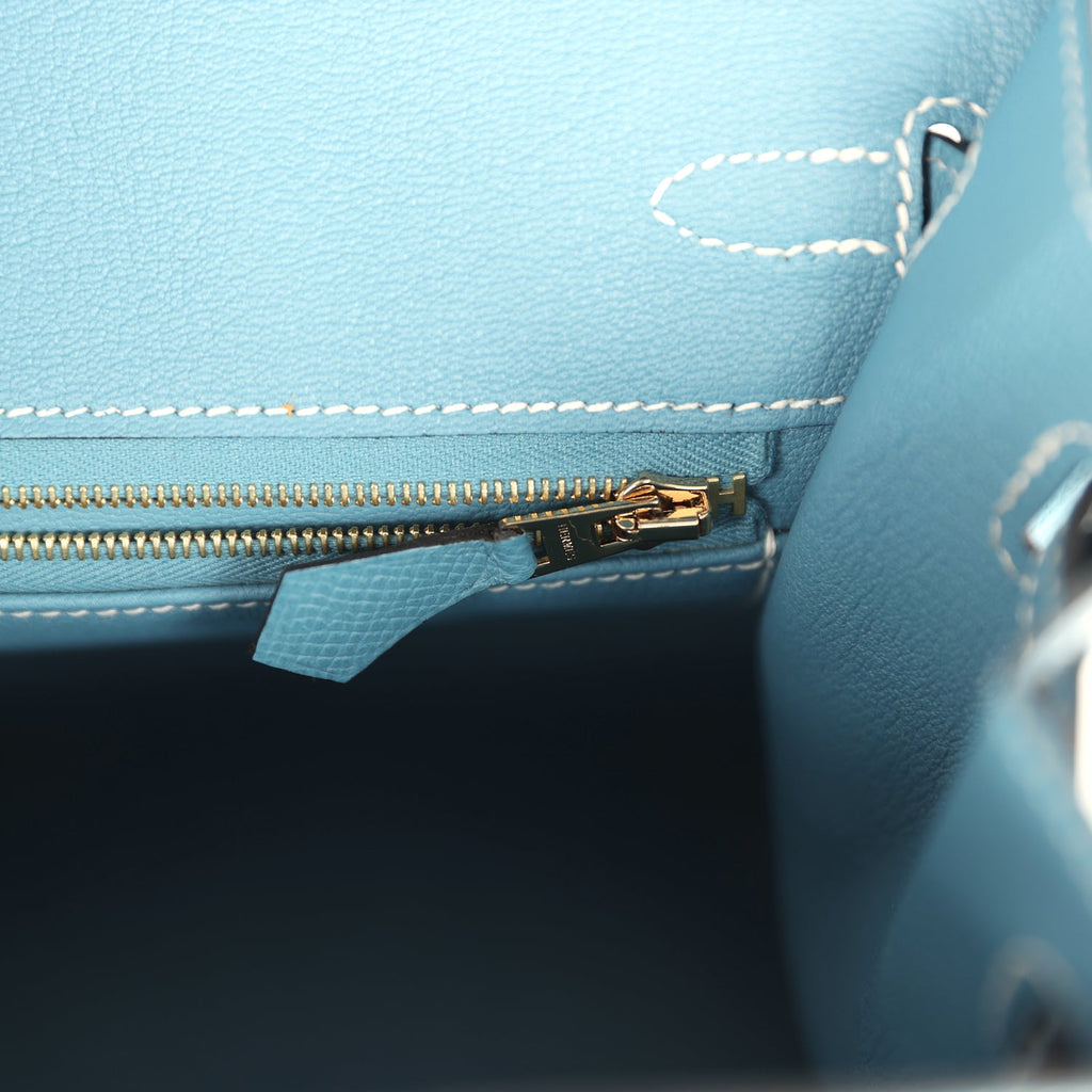 Hermes Birkin Sellier 25 Blue Jean Epsom Gold Hardware