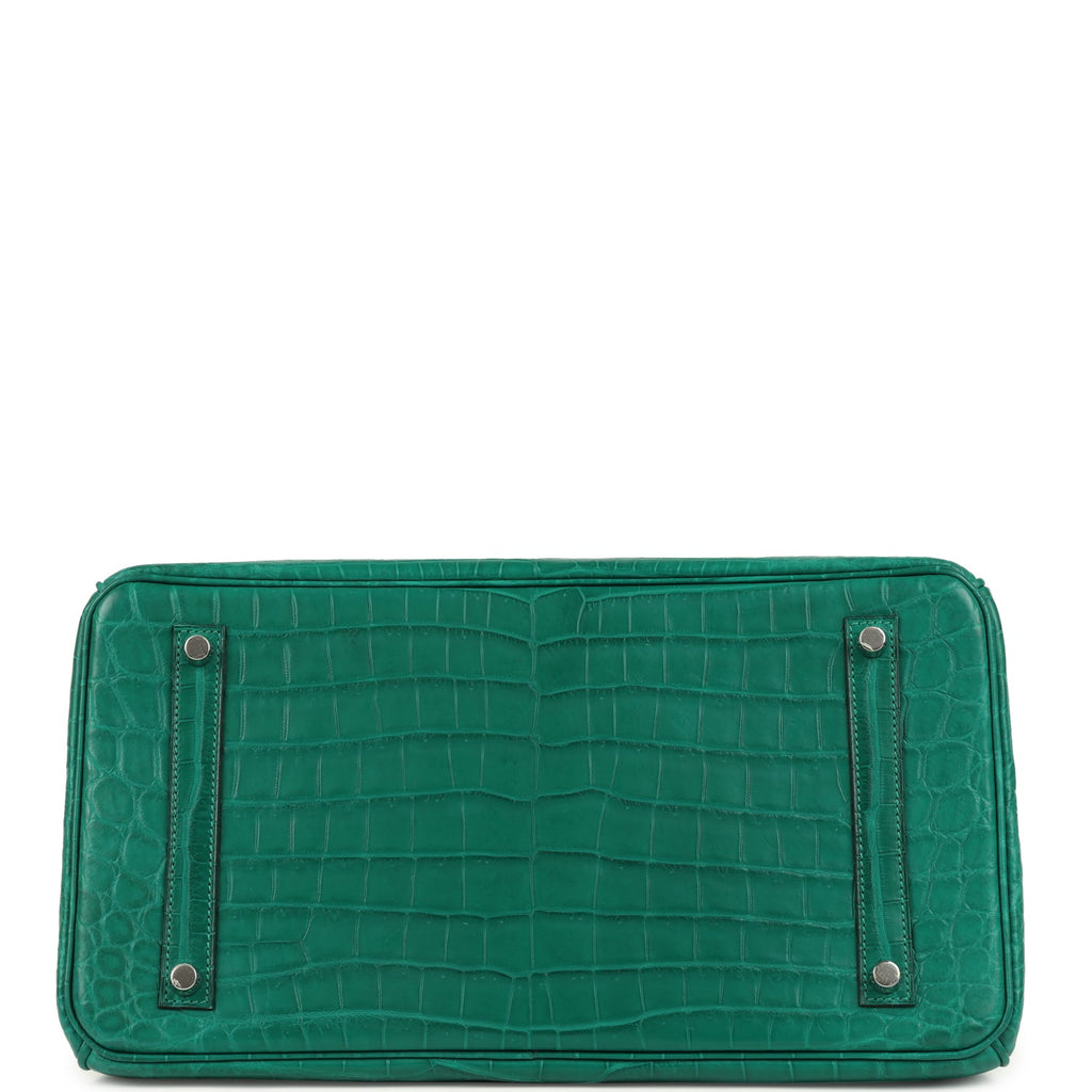 Pre-owned Hermes Birkin 35 Malachite Matte Niloticus Crocodile Palladium Hardware