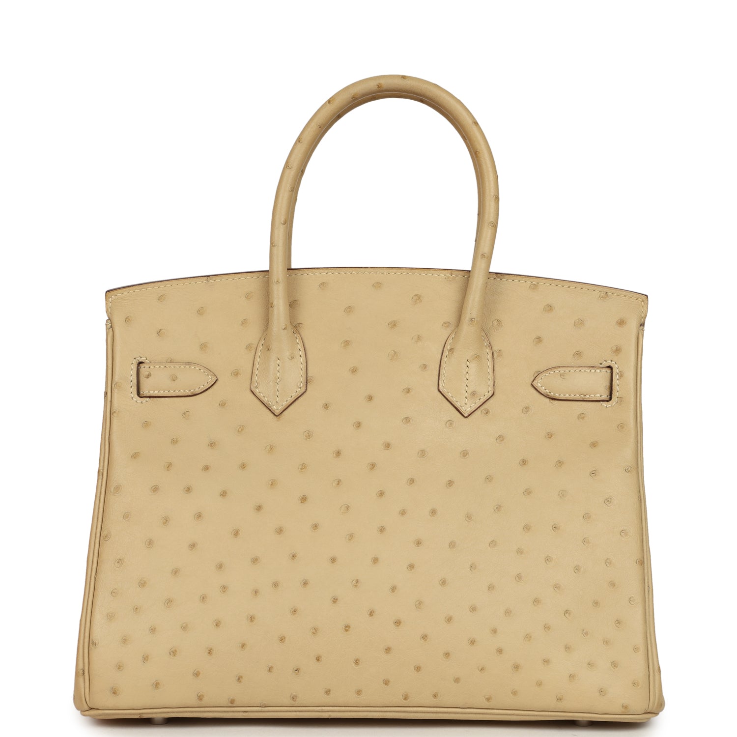 Pre-owned Hermes Birkin 30 Parchemin Ostrich Palladium Hardware