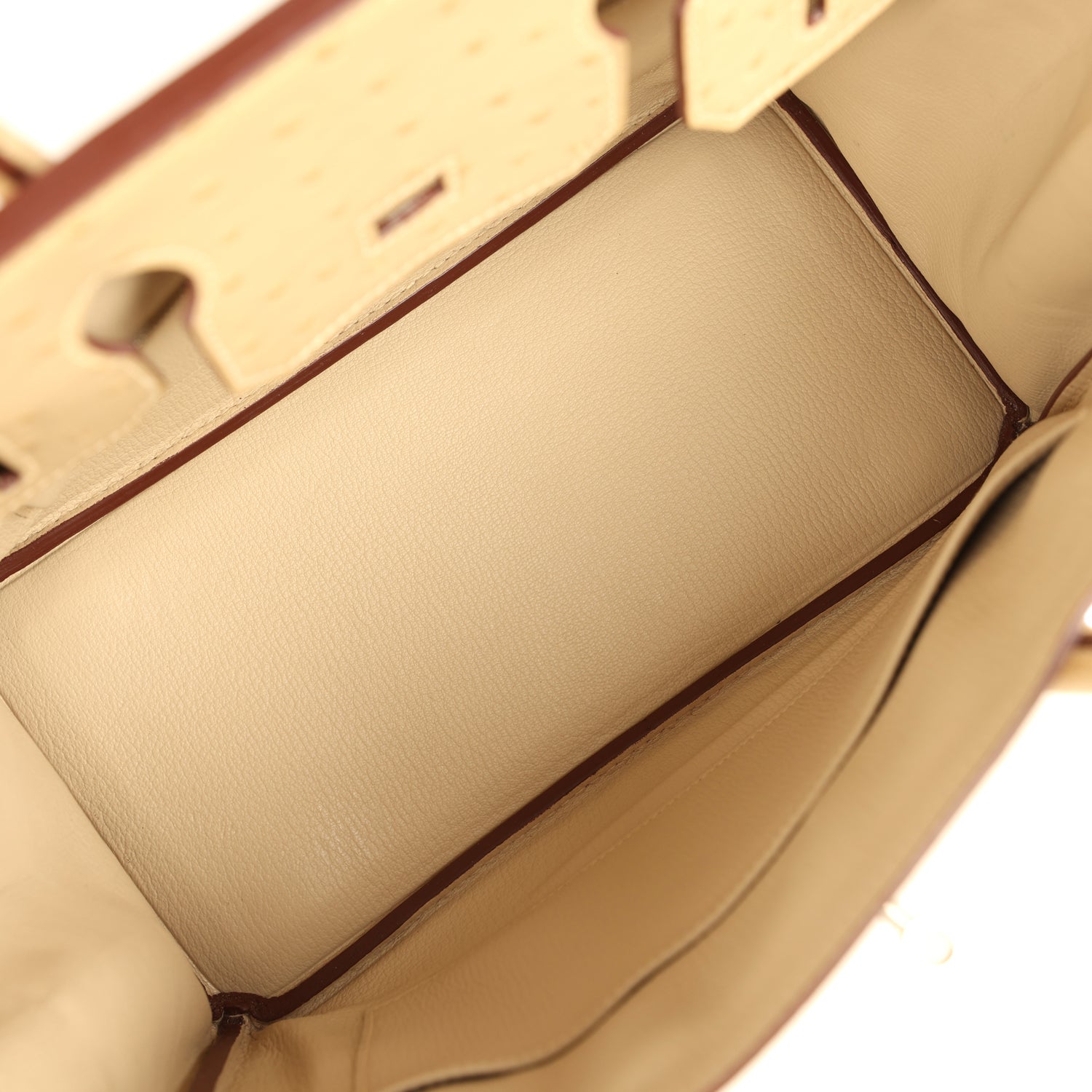 Pre-owned Hermes Birkin 30 Parchemin Ostrich Palladium Hardware