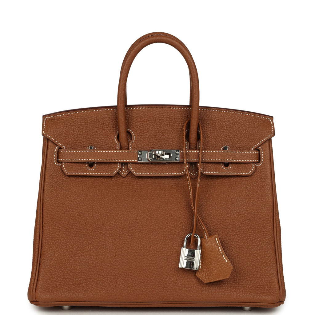 Pre-owned Hermes Birkin 25 Gold Togo Palladium Hardware