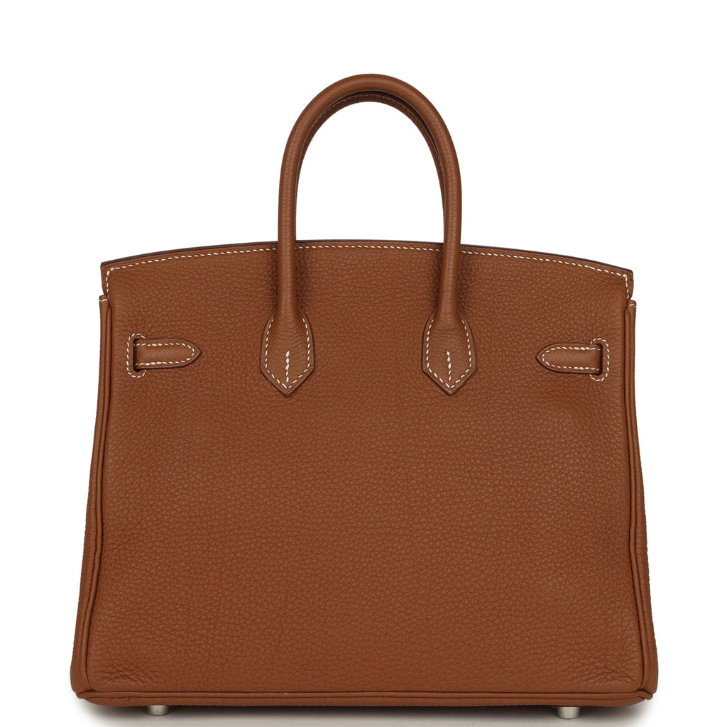 Pre-owned Hermes Birkin 25 Gold Togo Palladium Hardware