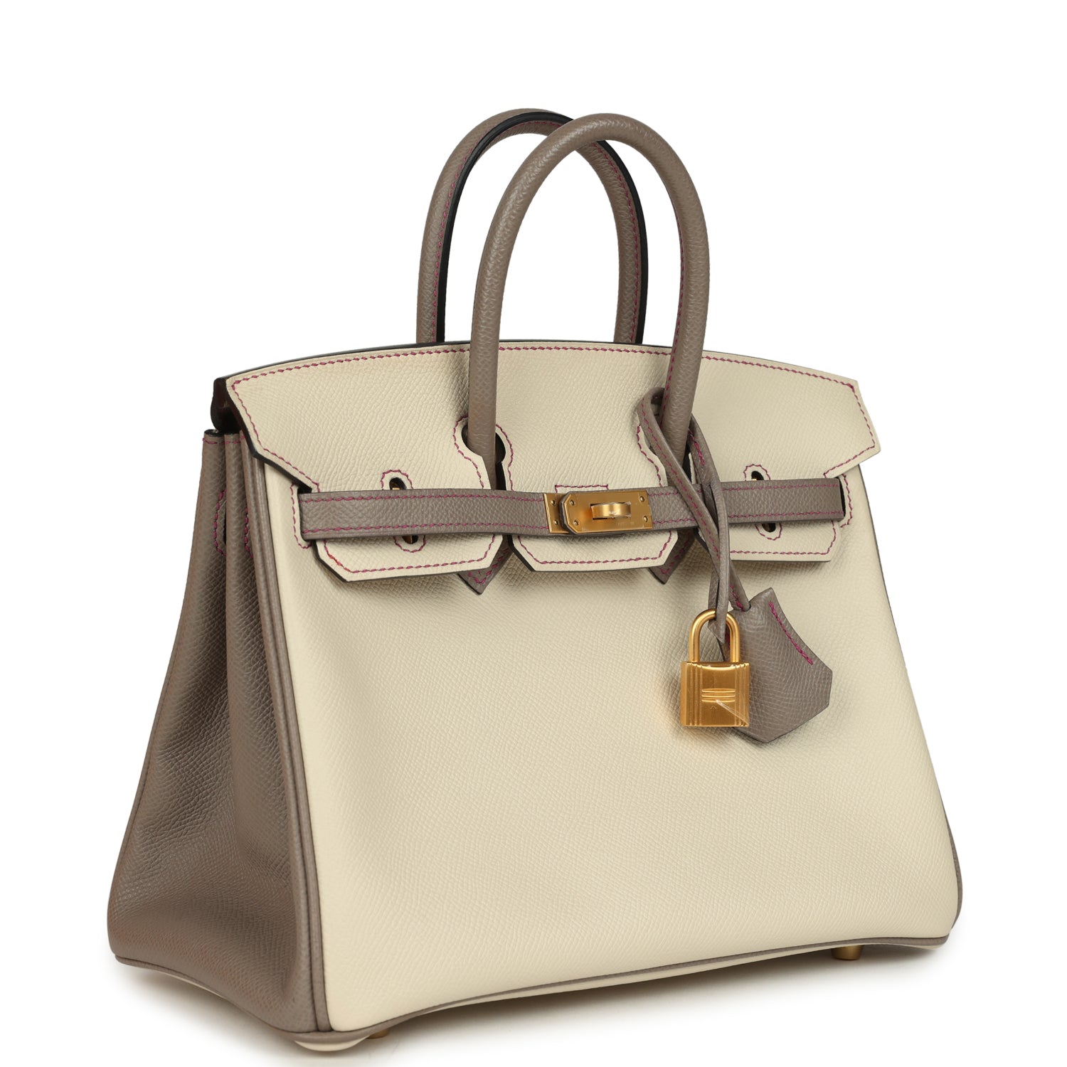 Hermes Special Order (HSS) Birkin 25 Craie and Gris Asphalt Epsom Brushed Palladium Hardware