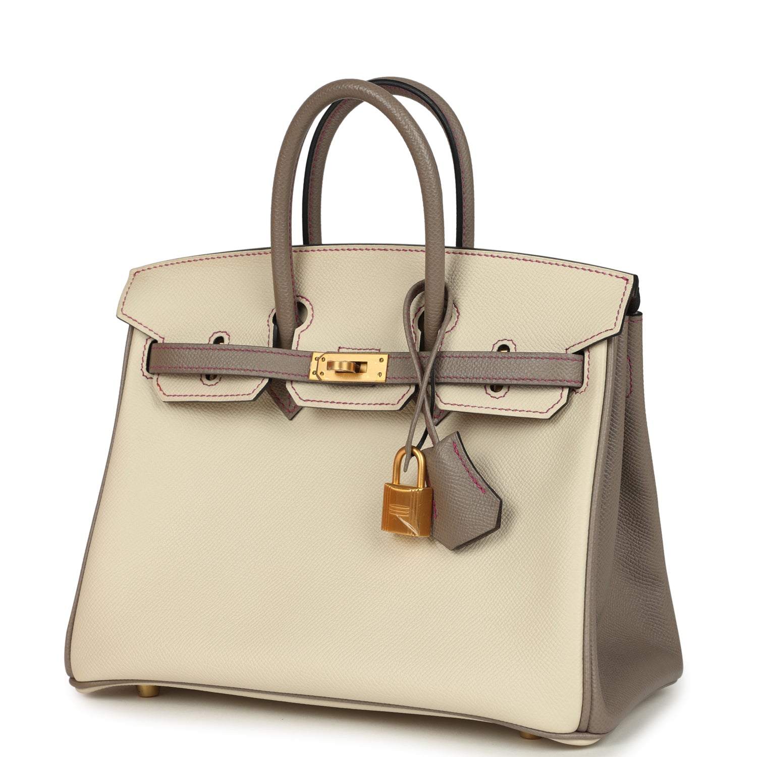 Hermes Special Order (HSS) Birkin 25 Craie and Gris Asphalt Epsom Brushed Palladium Hardware
