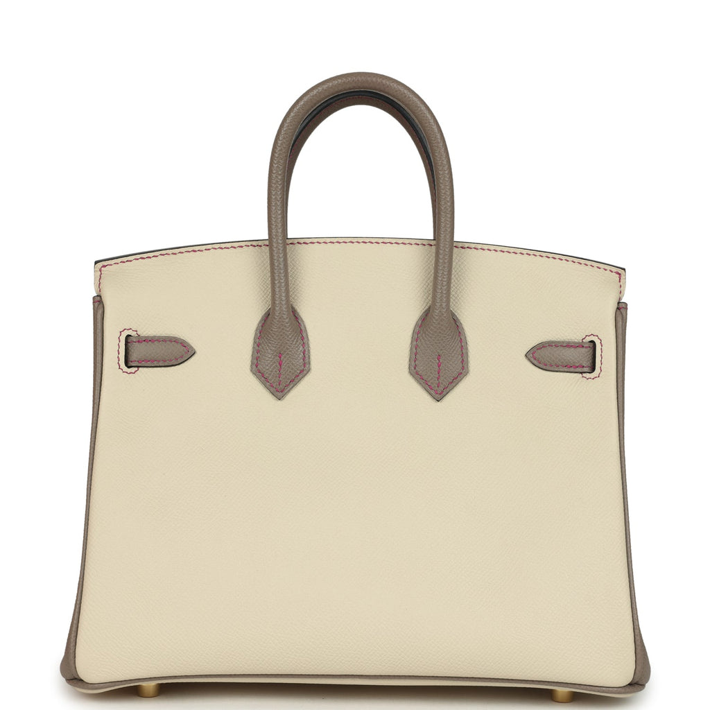 Hermes Special Order (HSS) Birkin 25 Craie and Gris Asphalt Epsom Brushed Palladium Hardware
