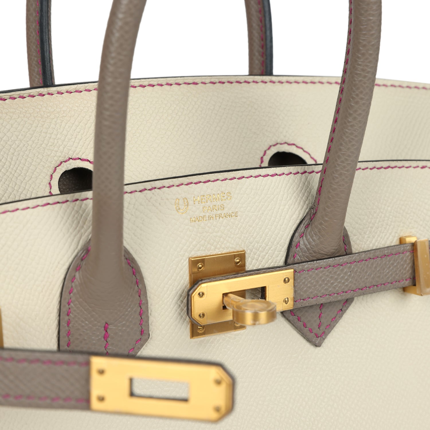 Hermes Special Order (HSS) Birkin 25 Craie and Gris Asphalt Epsom Brushed Palladium Hardware