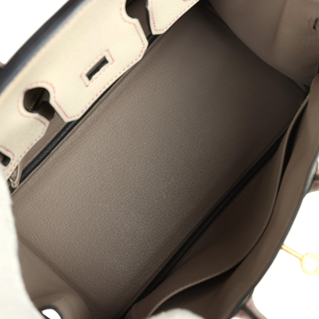 Hermes Special Order (HSS) Birkin 25 Craie and Gris Asphalt Epsom Brushed Palladium Hardware