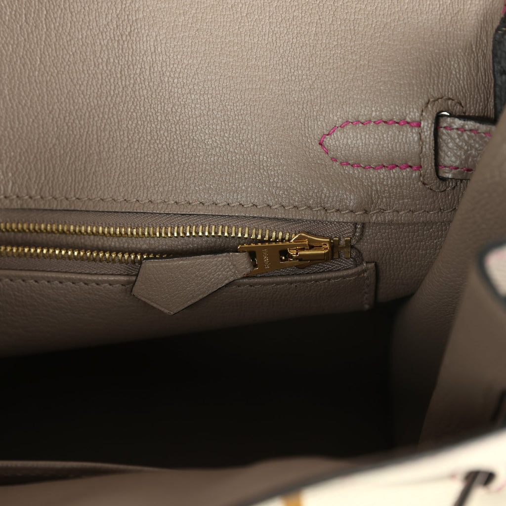 Hermes Special Order (HSS) Birkin 25 Craie and Gris Asphalt Epsom Brushed Palladium Hardware