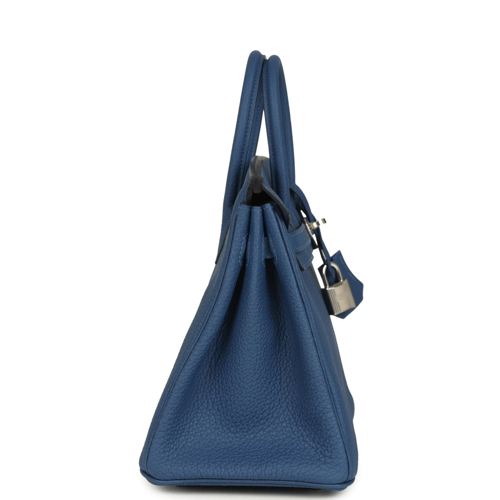 Hermes Birkin 25 Bleu Tie Togo Palladium Hardware
