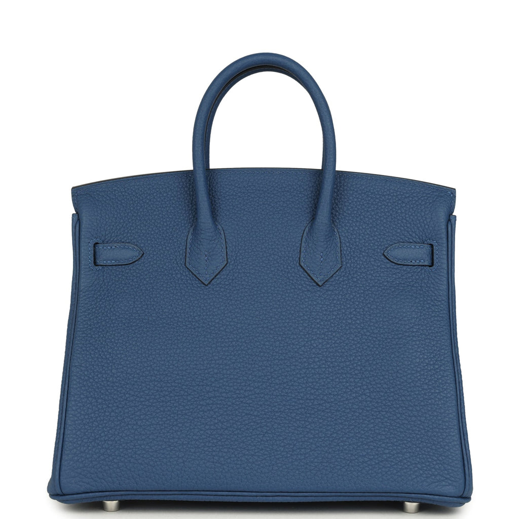 Hermes Birkin 25 Bleu Tie Togo Palladium Hardware